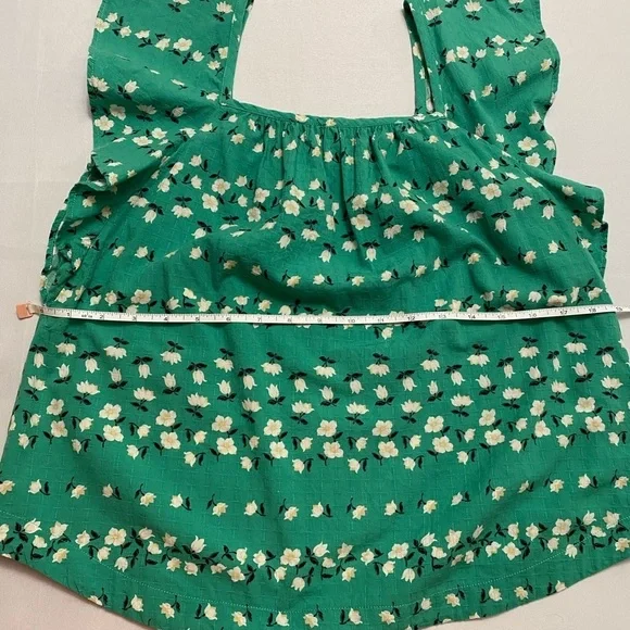 Ann Taylor Floral Chain Square Neck Ruffle Sleeve Top Size Mp - Picture 8 of 9